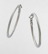 From the Thoroughbred Collection. A simply chic design with sleek sterling silver in a cable style. Sterling silverLength, about 1½Post-and-hinge backImported 