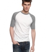 Game on. This raglan-style crew-neck t-shirt is fit to be your first choice for weekend wear.