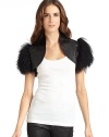 THE LOOKShearling trimOpen frontTHE FITAbout 10 from shoulder to hemTHE MATERIALMongolian curly lamb furFully linedCARE & ORIGINDry cleanImportedFur origin: ChinaModel shown is 5'10 (177cm) wearing US size Small. 