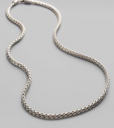 A delicate woven design in sterling silver to wear on its own or to hold a pendant. Sterling silver Length, about 18 Lobster clasp Made in Bali