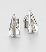 Fly high and in style with these cuff links shaped as folded paper and a paper plane, set in luminous sterling silver.Sterling silverAbout .88 diam.Made in USA