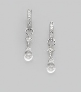 Faceted white topaz teardrops catch and reflect light exquisitely, set in 18k white gold with diamond accents. White topaz Diamonds, 0.03 tcw 18k white gold Length, about ¾ Jump ring clasp Imported Please note: earrings sold separately.