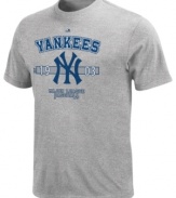 Give your favorite baseball team props. Slide into comfort and sporty style so you can cheer long and loud in this New York Yankees MLB t-shirt from Majestic.