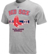 Give your favorite baseball team props. Slide into comfort and sporty style so you can cheer long and loud in this Boston Red Sox MLB t-shirt from Majestic.