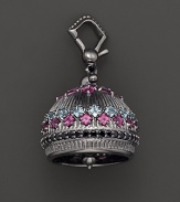 Inspired by Zen philosophy, this intricately detailed, matte sterling silver meditation bell from Paul Morelli is set with blue topaz, pink rhodolite and black spinel.