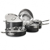 Our 10-piece set includes 10 and 12 fry pans, 3 and 4-qt covered sauce, a 3-qt. covered sauté pan and an 8-qt. covered stockpot.