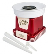 This countertop cotton candy machine is just like a vintage 1950s jukebox, but instead of records, it spins colored sugar into everybody's favorite fluffy treat! 90-day warranty. Model RCM605.