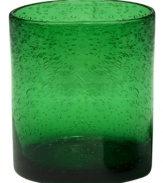 The eye-catching Iris double old-fashioned glass makes a big impact in any setting with a bright emerald tint and tiny bubbles trapped in dishwasher-safe glass. From Artland.