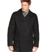 Get classic sea-faring style with this peacoat from Nautica with naval-inspire details.