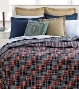 Go mad for plaid with Lauren Ralph Lauren University's Layne Madras sham. Preppy patchwork squares offer a new twist on the classic madras motif in a smart, colorful palette. Featuring pure cotton; reverses to allover plaid print.