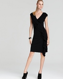 Ladylike ruffles embellish this merino wool Cynthia Steffe dress, putting a feminine spin on your fall office repertoire.