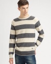 Classic striped meet a modern fit to create this cashmere-cotton pullover.CrewneckRaglan sleevesRibbed trimPull-on style50% cashmere/50% cottonDry cleanImported