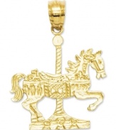 Make every day a little more magical with this cherished icon from childhood. This carousel horse charm is presented in 14k gold. Chain not included. Approximate drop length: 9/10 inch. Approximate drop width: 3/5 inch.