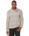 Snuggle up in style with this warm cable knit sweater by Perry Ellis.