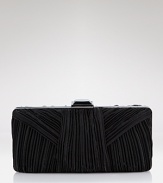 Rich pleats of satin add tempting texture to this sleek hand-held from Sondra Roberts.