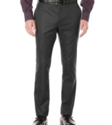 Step-up your dressy look from solid to sophisticated with these pin-striped Perry Ellis pants.