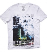 Nothing say sleek summer style than this Miami Nights graphic t-shirt from Bar III.