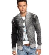 A slim fit and a funky multi tone pattern give this INC International Concepts sweater its modern look.