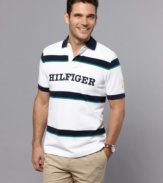 Set sail even on dry land with your favorite signature polo shirt from Tommy Hilfiger.