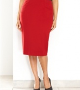 INC's plus size pencil skirt is a work essential - rendered in a cheery color, it instantly elevates any look.