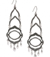 Eclectic elegance. Lucky Brand's chandelier earrings are crafted from silver-tone mixed metal with glass accents only adding to the appeal. Approximate drop: 3-5/8 inches.