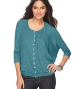 Fever presents the coolest new way to do a cardigan: a blouson fit and soft draping gives this top a unique look!