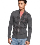 This INC International mock-neck takes a modern twist on the classic argyle sweater.