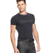 The latest logo tee from Armani Jeans: Made of touchably soft cotton with a graphic so understated that they'll have to come close to read it.