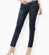 Lauren Jeans Co.'s slimming modern jean is crafted in a chic ankle-length silhouette and cut with a slim leg.