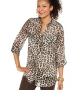 Get wild with Style&co.'s animal print tunic! Wear the sleeves rolled up with button tabs for a more casual look.