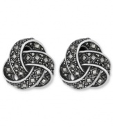 Get all tied up in knots. Genevieve & Grace's petite knot studs sparkle with the addition of marcasite. Set in sterling silver. Earrings feature an omega clip-on backing for non-pierced ears. Approximate diameter: 3/4 inch.