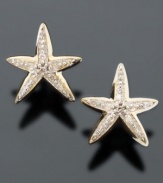 Don some seaside beauty with these diamond-accented starfish earrings in 14k gold.