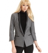 With subtle sparkles and faux-leather trim, this W118 by Walter Baker blazer is a fall must-have layering piece!