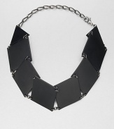 From the Facet Collection. Diamond-shaped discs of powder-coated brass are simple yet striking when arranged into a shapely choker with gunmetal links.Coated brassLength, about 14Lobster claspMade in USA