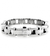 This stainless steel bracelet features laser-engraved logo detail and diamond accents. 13 mm wide; bracelet measures 8-1/2 inches.