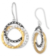 A shapely mix of sparkle and shine. Genevieve & Grace's chic circular earrings feature a graduated design in sterling silver and 18k gold over sterling silver with glittering marcasite accents. Approximate drop: 1 inch.