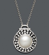 Polished and poised. This elegant, Fresh by Honora pendant features a cultured freshwater pearl (10-10-1/2 mm) cradled in an intricate basket-weave setting. Crafted in sterling silver. Approximate length: 18 inches. Approximate drop: 3/4 inch.