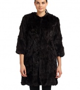 THE LOOKLuxurious pieced rabbit furJewelneckConcealed hook-and-bar closureThree-quarter length sleevesTHE FITAbout 36 from shoulder to hemTHE MATERIALDyed pieced rabbit furFully linedCARE & ORIGINDry clean by fur specialistImportedFur origin: ChinaModel shown is 5'10 (177cm) wearing US size Small. 