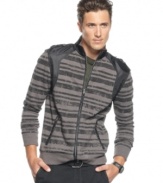 Keep your casual style on the fast track with this striped jacket from INC International Concepts. (Clearance)