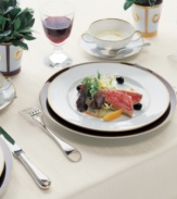 Serve special meals on this simply beautiful gold-rimmed service plate and make dining at home feel like a four-star affair.