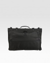 A convenient and efficient design made for light travelers holds up to two garments in a carry-on case constructed from signature ballistic nylon. Zip closure Top handle Exterior U-zip pocket for shoes, folded clothes or a travel kit Interior zip accessories pockets 15W X 22H X 4½D Imported 