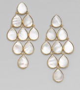 From the Polished Rock Candy Collection. This beautiful design features a cascade of shimmery mother-of-pearl cabochons set in radiant 18k gold. Mother-of-pearl18k goldDrop, about 2½Post backImported 