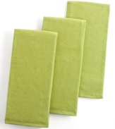 Subtle statement. Increase the charm in your kitchen with these versatile, textured towels.. Made from a super absorbent pique cotton in cool hues, these towels are a fun addition to a busy space.