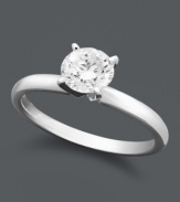 Solitaire perfection. A single, certified, round-cut diamond (1-1/4 ct. t.w.) attracts attention in a polished 18k white gold setting.