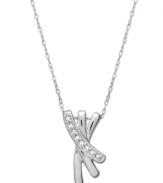 X marks the spot -- a treasure with a hint of sparkle. A diamond-accented X-shaped pendant comes in a polished 10k white gold setting. Approximate length: 18 inches. Approximate drop: 1/2 inch.