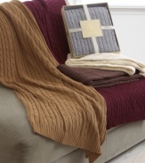 Draped on your sofa or tucked into the bed, this Lauren by Ralph Lauren Cable Knit throw is waiting to wrap you in the comfort and luxury of sweater-like softness. Featuring pure cotton. Reverses to self. Choose from five classic hues.