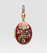 Garnet-colored CRYSTALLIZED - Swarovski Elements sparkle on this handcrafted, hand-enameled birthstone locket that opens to hold a favorite photo. Crystal Enamel 18k goldplated brass & brass-plated pewter Month indicated on the back Length, about 1¼ Width, about 1 Spring clip clasp Made in USA