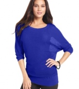 The season just got brighter with this chic open-knit sweater from Style&co. Airy dolman sleeves create a fashionably relaxed look, while an attached fitted camisole shapes your silhouette.