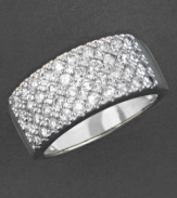 Sheer brilliance. This lovely diamond ring features four rows of round-cut diamonds (1 ct. t.w.) set in 14k white gold.