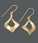 Sweet elegance in a pair of simple drops. Earrings feature a cut-out marquise shape crafted in 14k gold. Approximate drop: 1-1/4 inches.